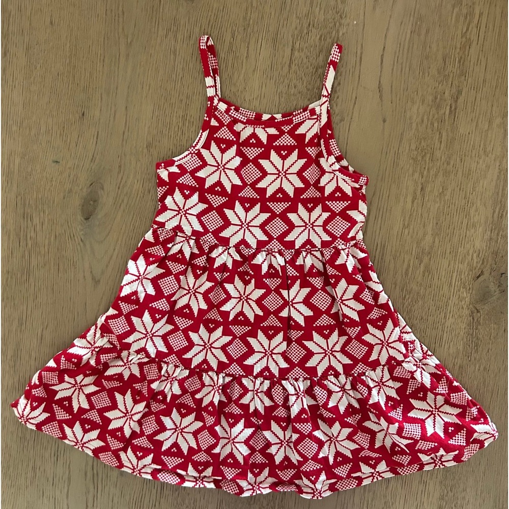 Hanna Andersson Snowflake Holiday Flannel Red Dress Size 6-7